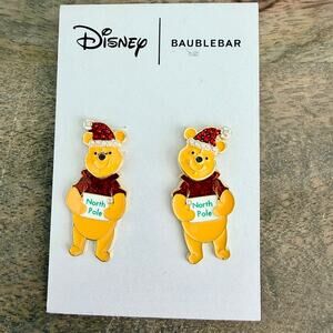 New Disney x Baublebar Winnie the Pooh North Pole Santa Enamel Stud Earrings